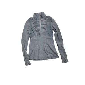 Lululemon Athletica Women Size 6 Blue Gray Ruffle Zip Up Athletic Jacket